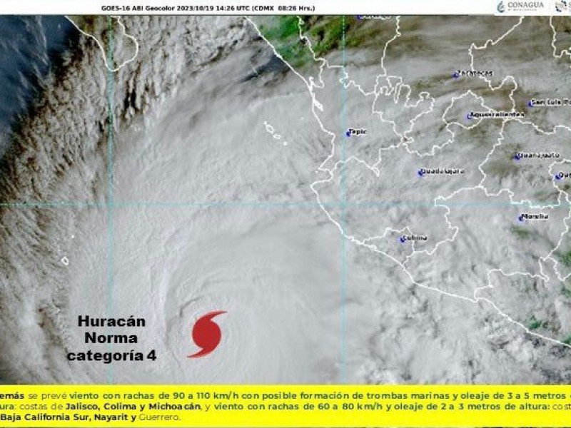 ‘Norma’ evolucionó a huracán categoría 4; se mantiene en vigilancia