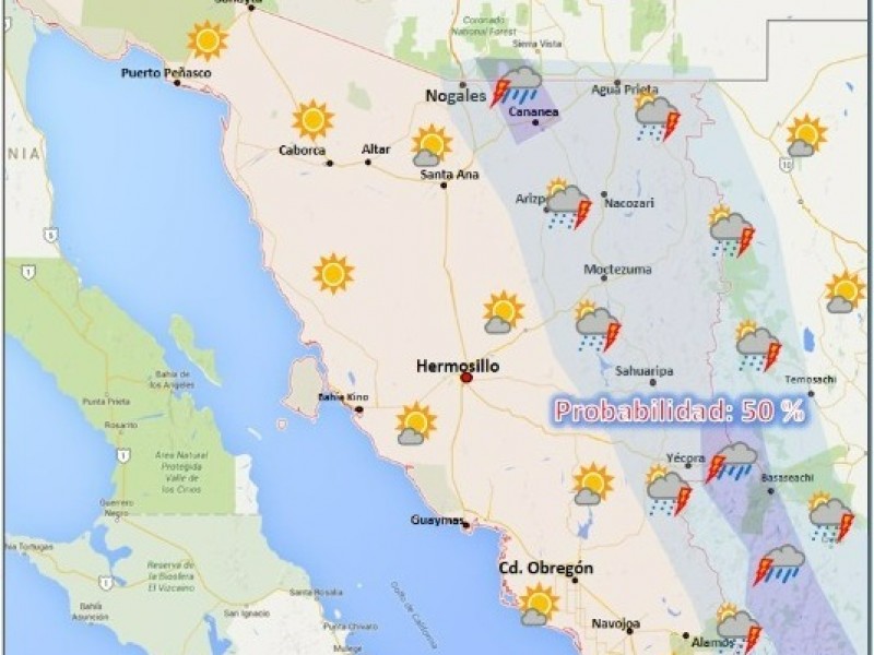 Nublados y lluvias ligeras en algunas zonas de Sonora