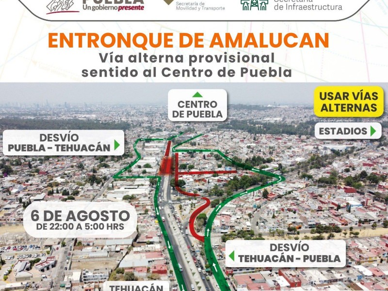 Nuevo corte vial en el entronque de Amalucan