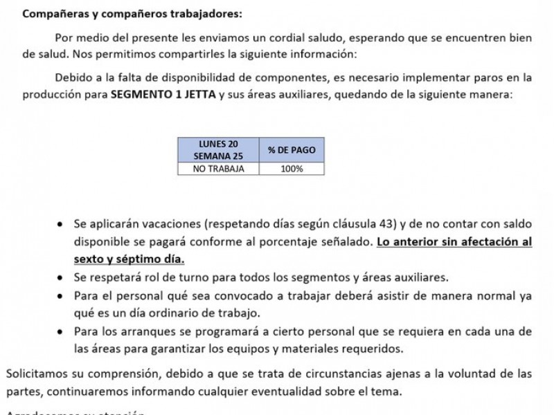 Nuevo paro de actividades en Volkswagen