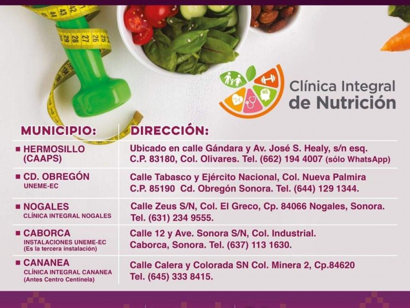 Nutriólogos gratuitos en Sonora