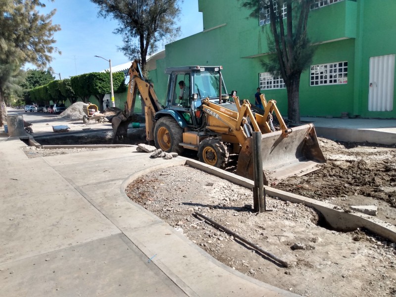 Obras encharcadas, las secuelas de la tromba