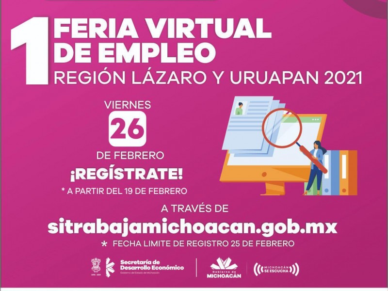 Ofertarán 350 vacantes en feria virtual del empleo