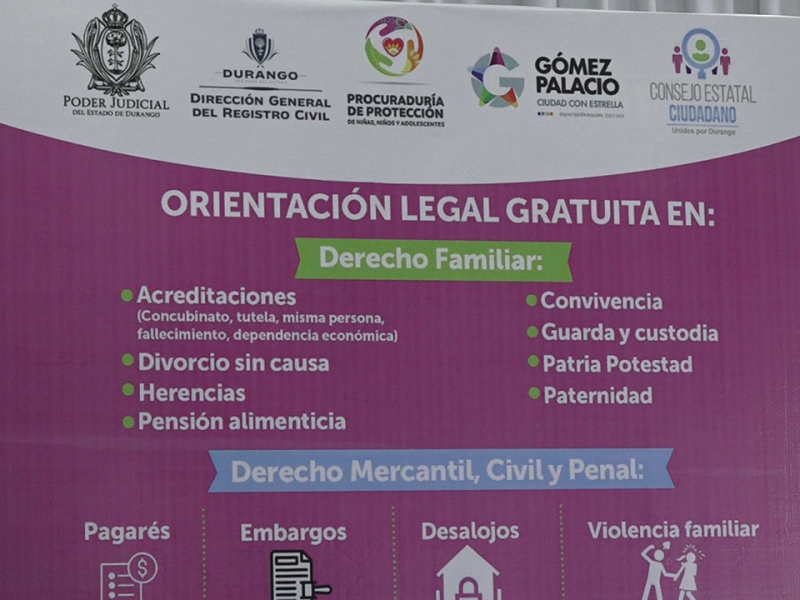 Ofrecen a gomezpalatinos jornada de asesoría legal gratuita