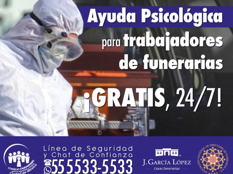 Ofrecen ayuda psicológica gratuita a trabajadores de funerarias