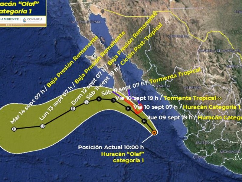 “Olaf” se intensifica, ya es huracán categoría 1