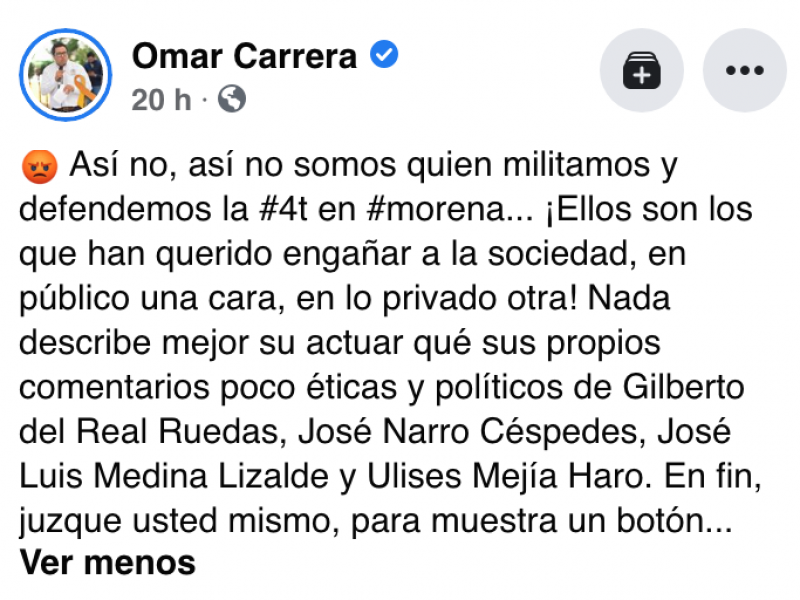 Omar Carrera pública polémicos audios de aspirantes a gubernatura