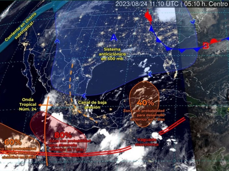 Onda tropical 24 ocasionaría lluvias puntuales muy fuertes en Colima