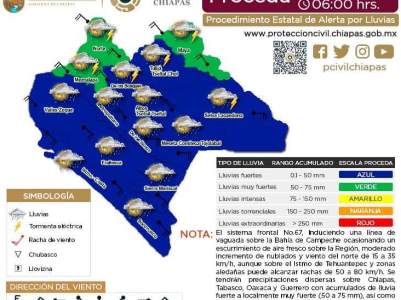 Onda tropical 3 generará lluvias en regiones de Chiapas