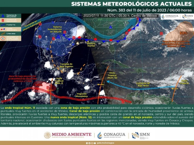 Onda tropical  se aleja de Oaxaca, dejará lluvias