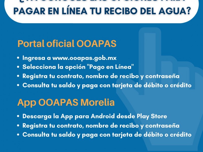 OOAPAS anuncia alternativas de pago para este 16 de septiembre