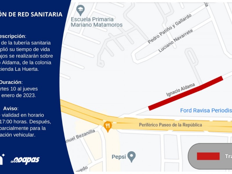 OOAPAS renovará red sanitaria en estas colonias