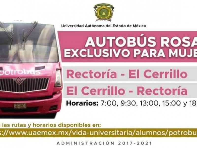 Opera transporte rosa en la UAEMÉX