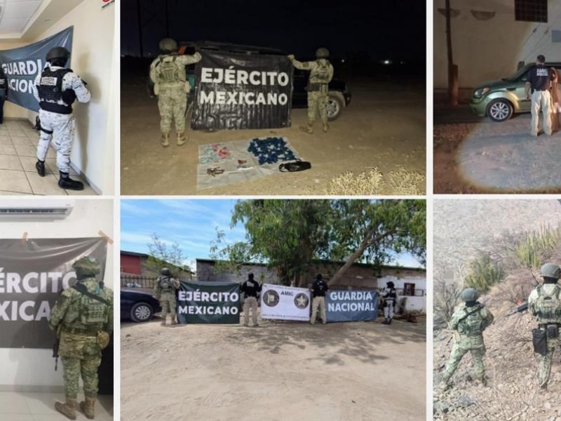 Operativo conjunto asegura armas, drogas y vehículos