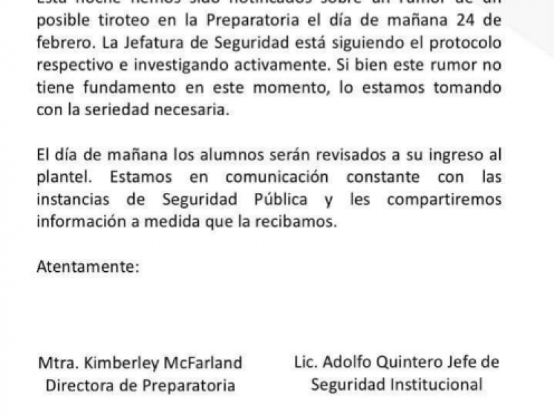 Operativo tras amenaza de tiroteo en Colegio Americano