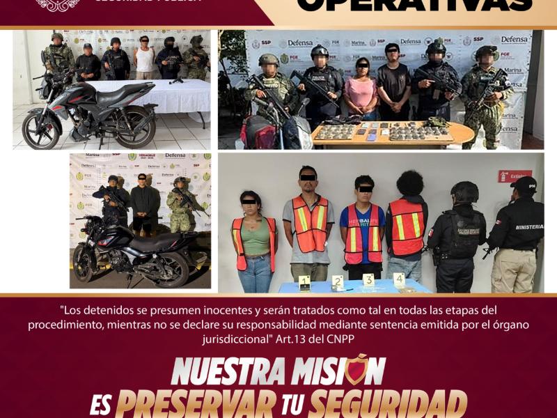 Operativos en Veracruz dejan decomisos y 30 personas detenidas