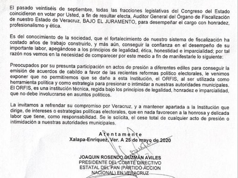 Orfis se niega a recibir solicitudes de partidos de oposición