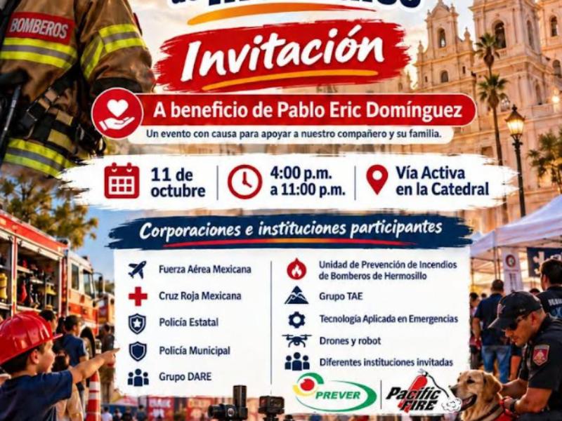 Organizan expo prevención de incendios a beneficio de bombero de Nogales