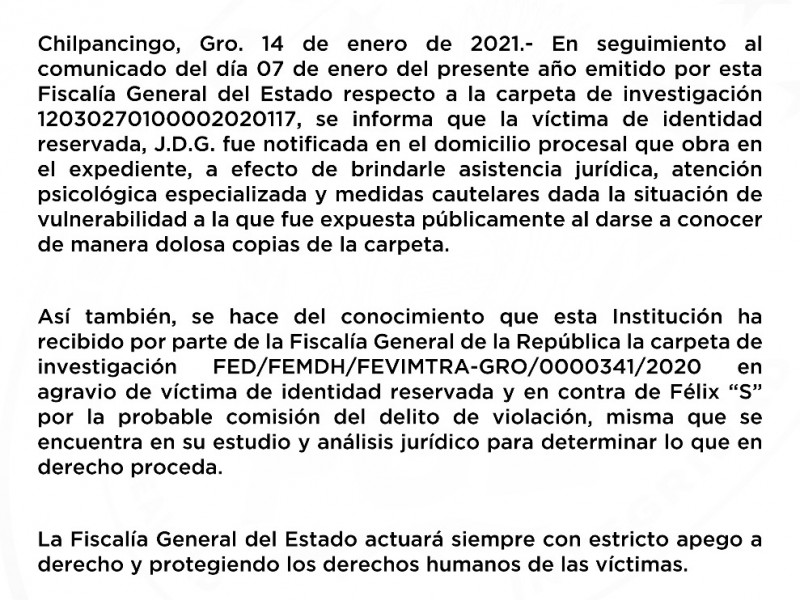 Otorgan medidas cautelares a presunta víctima de Félix Salgado