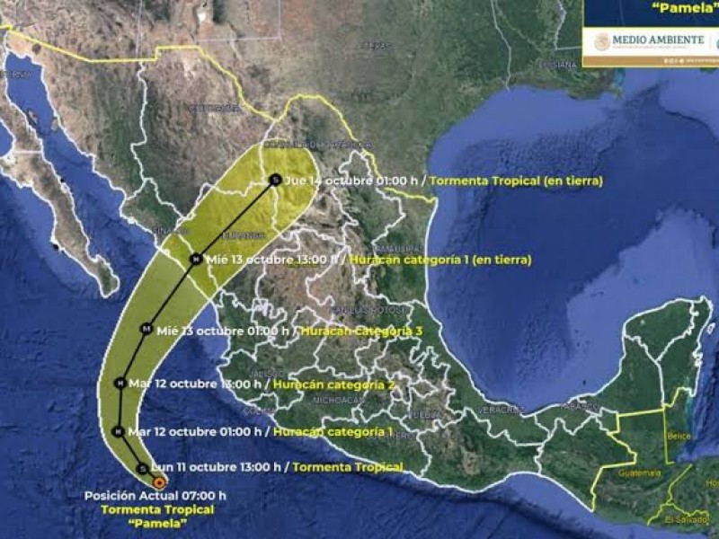 Pamela impactará en Sinaloa como Huracán categoría 3