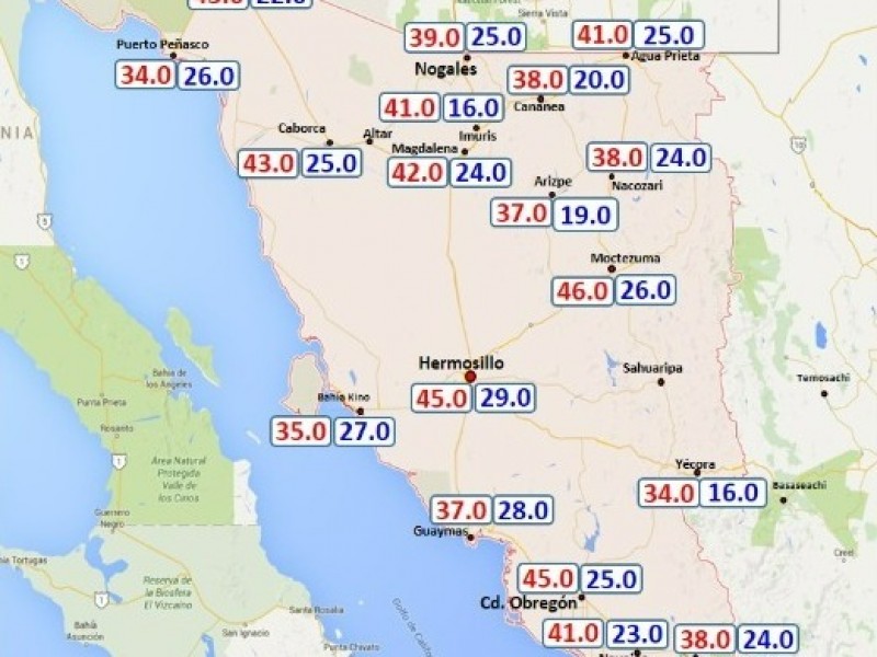 Para Sonora hoy 45 grados como máxima