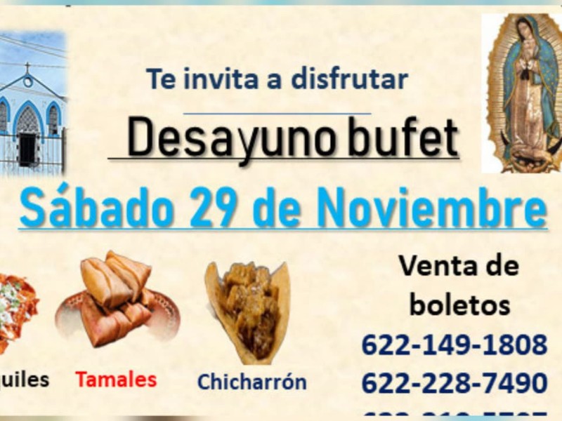 Parroquia de Guadalupe organiza desayuno bufet con causa en Guaymas