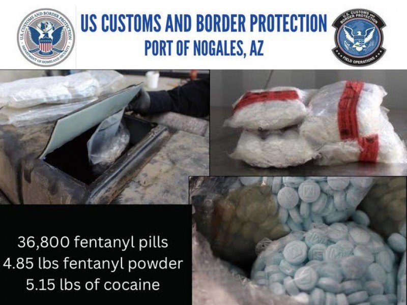 Pastillas de Fentanilo, Cocaína aseguradas en Nogales, Arizona