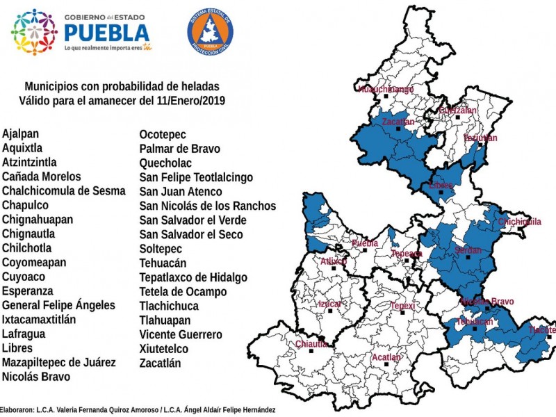 PC alerta por heladas para mañana