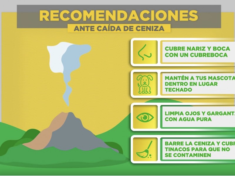 PC Estatal emite recomendaciones ante caída de ceniza