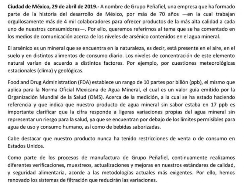 Peñafiel responde a señalamientos de producto contaminado