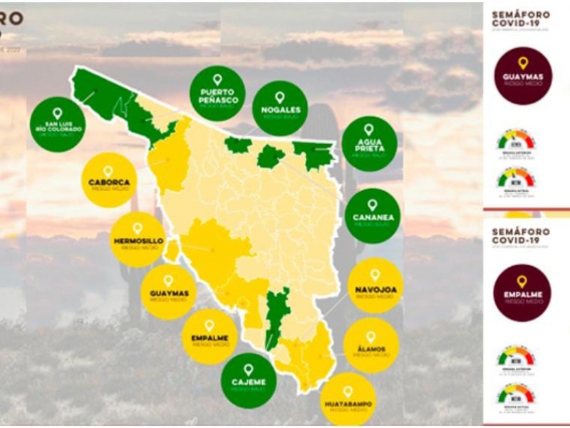 Permanecen Guaymas y Empalme en semáforo epidémico amarillo