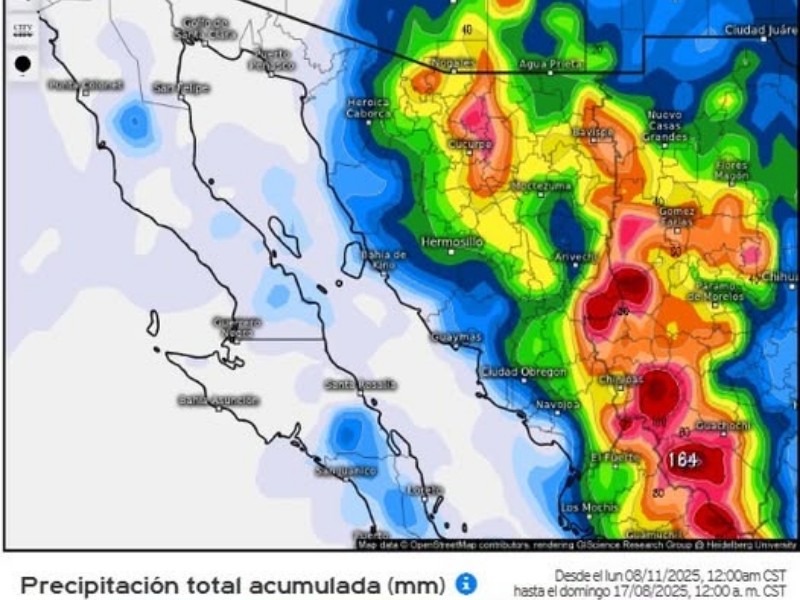 Persiste pronóstico de lluvias monzónicas en Sonora