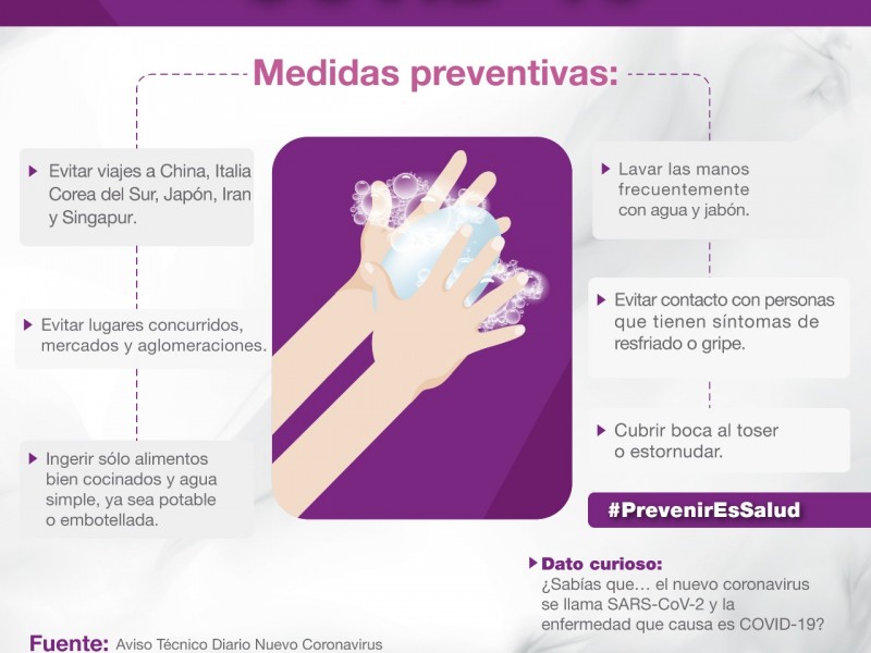 Pide Secretaría de Salud implementar medidas por Coronavirus en México