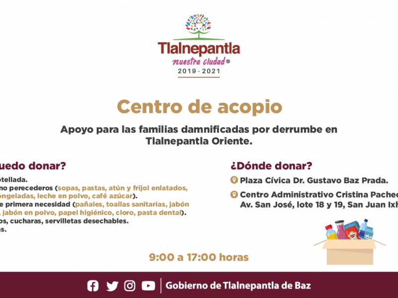 Piden apoyo en especie para familias en Tlalnepantla