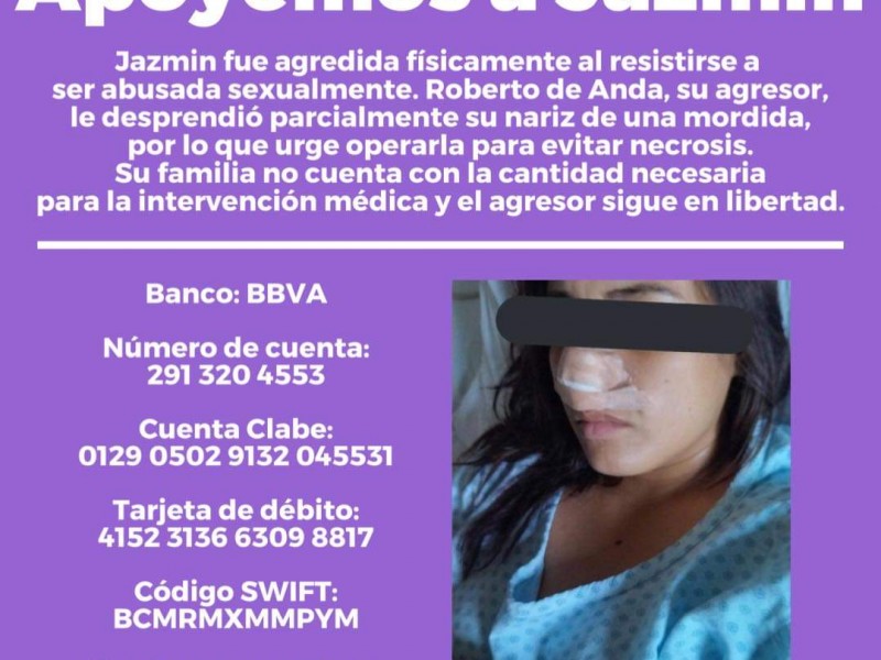 Piden apoyo para Jazmín, joven agredida por excandidato