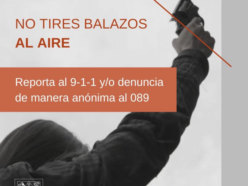 Piden denunciar a quien haga disparos para festejar año nuevo