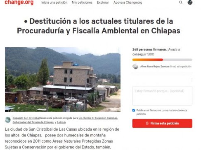 Piden destitución de funcionarios ambientales