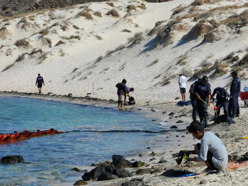 Playa Balandra lleva un 70% de limpieza de combustible derramado