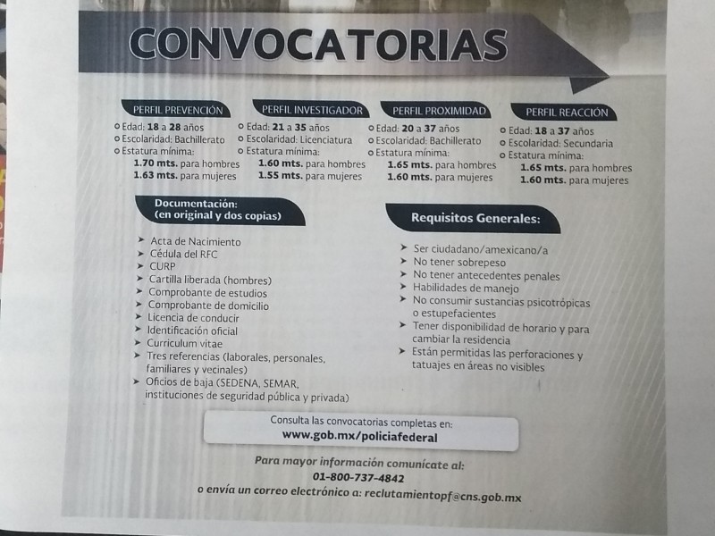 Policía Federal lanza convocatoria para nuevos integrantes.