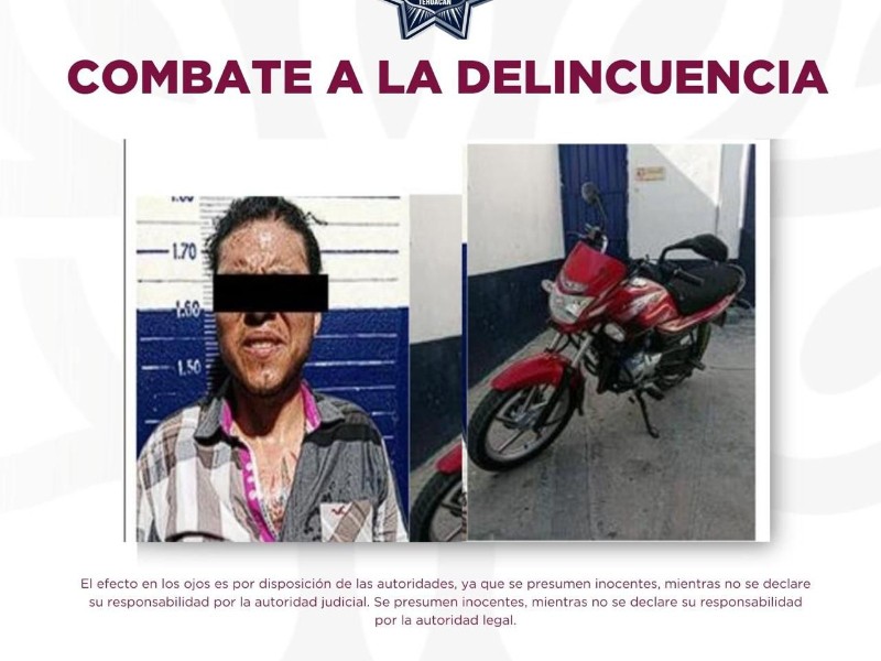 Policía recupera motocicleta robada en Plaza El Paseo