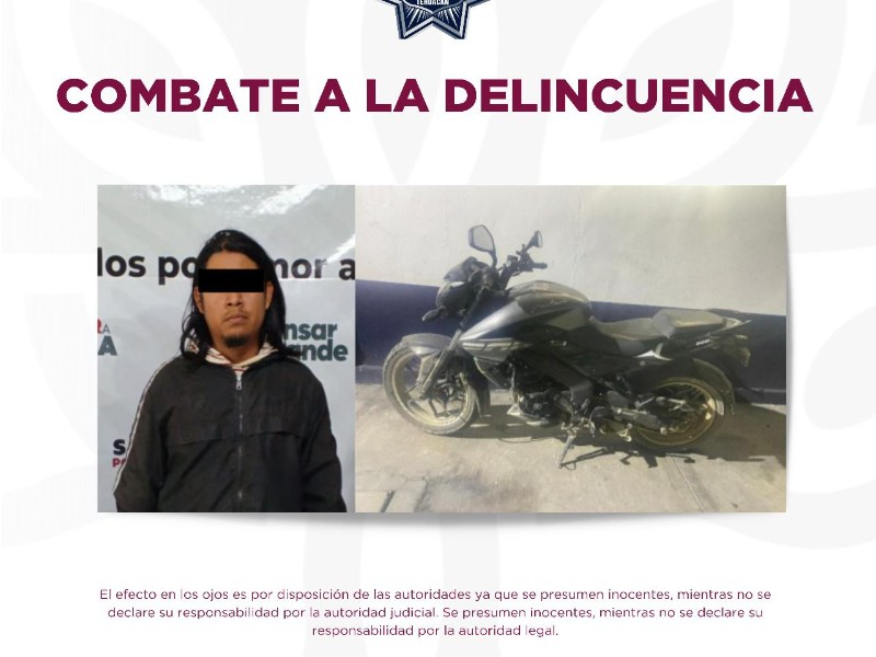 Policía recupera una motocicleta con reporte de robo