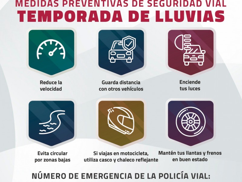 Policía vial emite recomendaciones para la temporada de lluvias