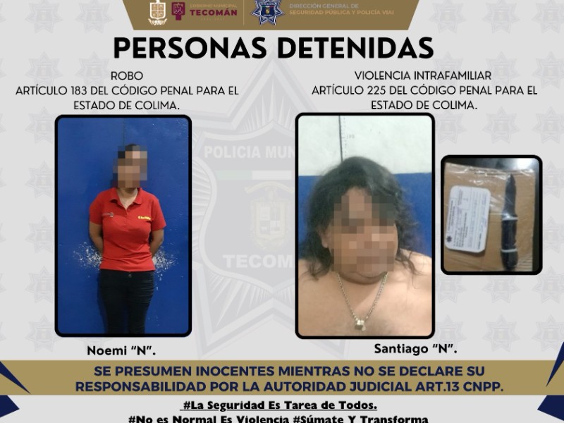 Policías detienen a dos personas en el centro de Tecomán