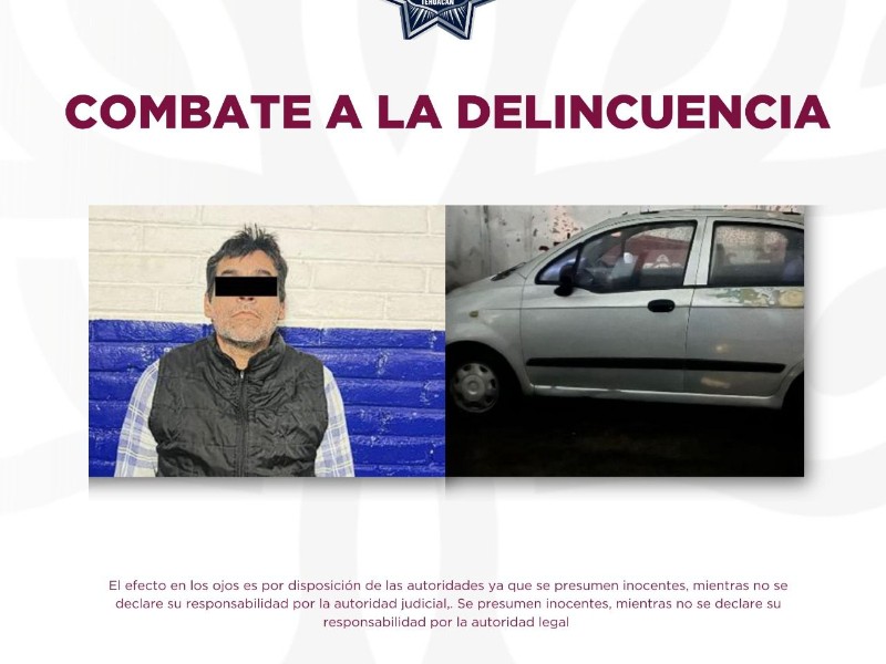 Policías recuperan auto robado y detienen al presunto responsable