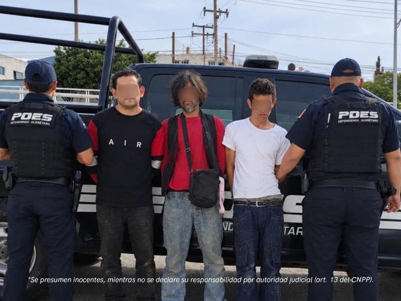 Policía Estatal detiene a tres hombres con dosis de metanfetamina en Corregidora