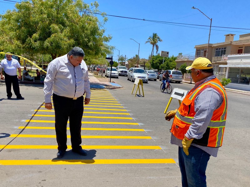 Ponen en marcha programa de balizamiento de calles en Empalme