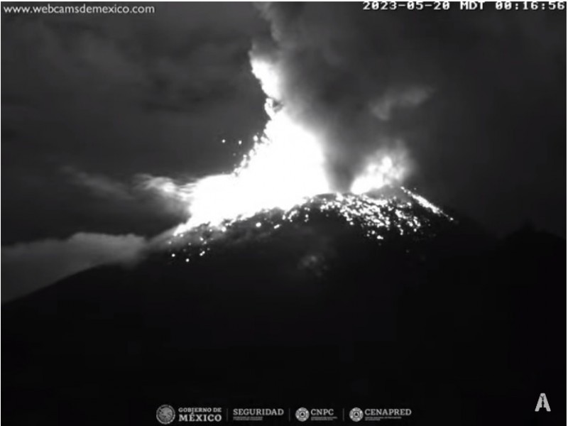 Popocatépetl registró actividad intensa por la noche