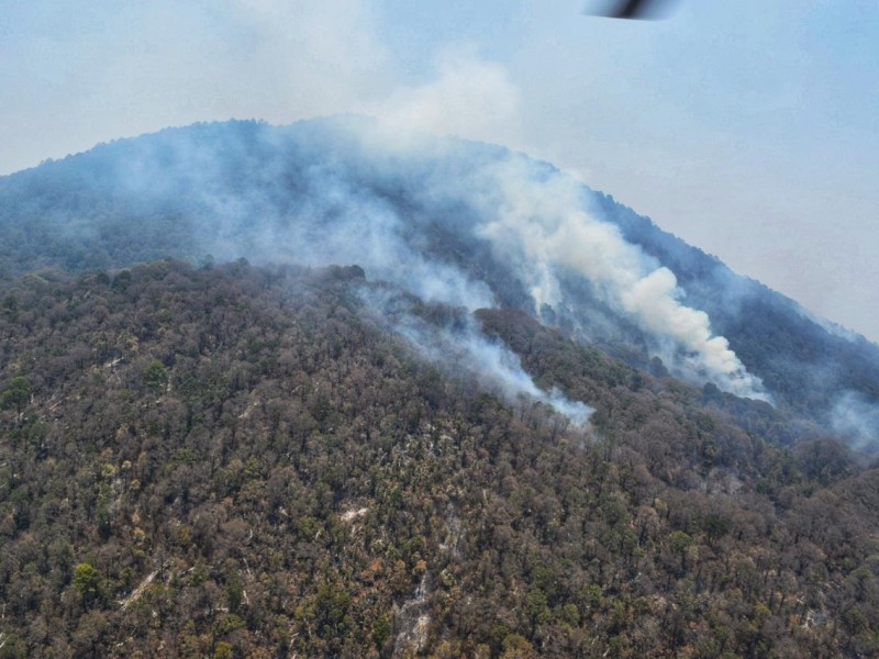 Por aire-tierra buscarán combatir incendio en Cerro del Águila