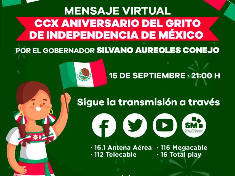 Por Covid19 Grito 2020 será virtual en Michoacán