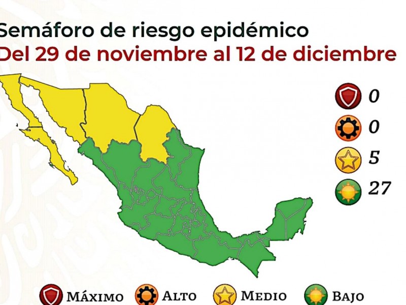 Por cuarta quincena consecutiva, Veracruz en verde